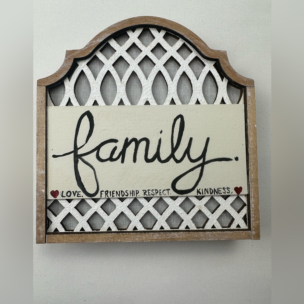 Handcrafted (painted) wall art decor. “Family” sign